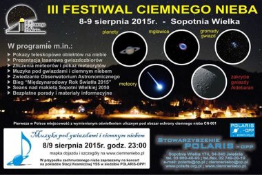 Plakat promujący III Festiwal Ciemnego Nieba