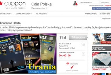 Promocja Uranii w serwisie zakupów grupowych Cuppon.pl
