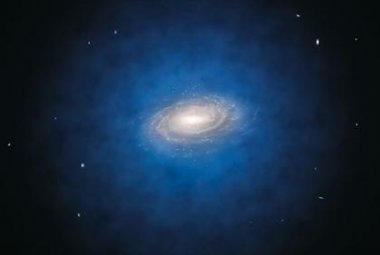 Artystyczna wizja Drogi Mlecznej i jej halo z ciemnej materii
