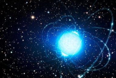 Artystyczna wizja magnetara w gromadzie gwiazd Westerlund 1