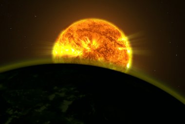Światło gwiazdy rozświetla atmosferę egzoplanety (wizja artystyczna)