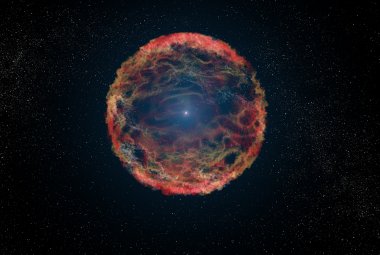 Artystyczna wizja supernowej 1993J w galaktyce M 81