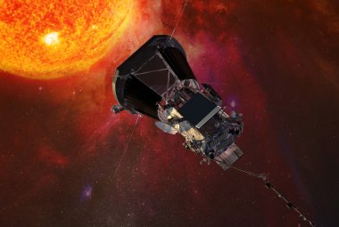 Parker Solar Probe - artystyczna wizja sondy badającej koronę słoneczną