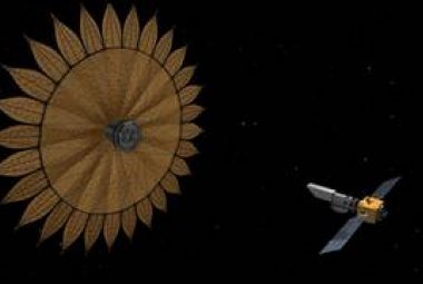 Ilustracja przedstawiająca przesłonę między teleskopem a układem planetarnym