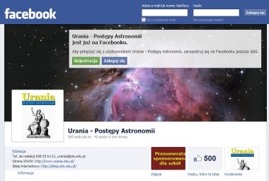 Fanpage Uranii w serwisie Facebook
