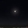 Kraków, tuż przed północą, 3 czerwca 2023. Zbliżenie Księżyca do gwiazdy Antares. Źródło: Stellarium